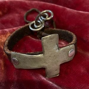 Cross Leather Bracelet